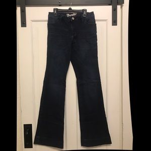 Wrangler dark wash flare trousers